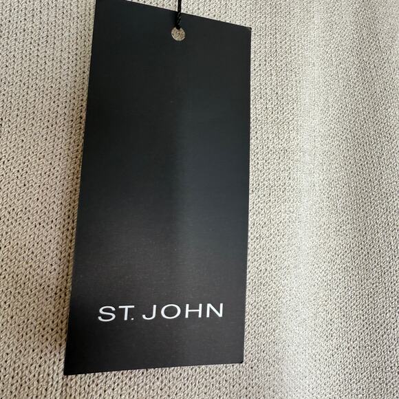 St John Luxe Knit Wide Leg Pants Size 16 Alabaster Wool Blend NWT $395 Neutral - Picture 9 of 11